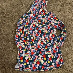 Boden Multicolor Rainbow and Floral Hoodie Dress (towel like swimsuit cover)